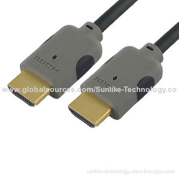 HDMI Cable with Double-color Molding, 24K Gold-plated Connector